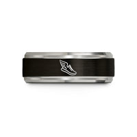 tungsten rings for couples – black & blue & grey tungsten wings running shoe wedding band
