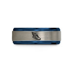 tungsten rings for couples – black & blue & gray tungsten wings running shoe wedding band