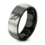 Gift for Women And Men – black & grey tungsten wings running shoe ring