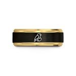 engraved rings for her – black & gold tungsten lovebird heart wedding band