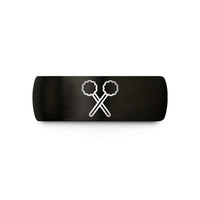 personalized rings for her – black & gold tungsten pom poms wedding band