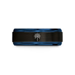 unique women's ring present – black & blue tungsten sparkler wedding band