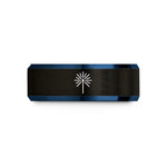 top anniversary ring – black & blue tungsten sparkler wedding band
