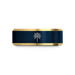 tungsten band for her – gold & blue tungsten sparkler wedding band