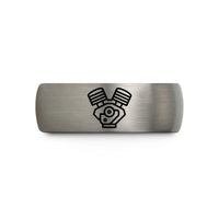 special birthday present – silver tungsten boxer engine wedding band