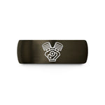 personalized birthday present – gunmetal & black tungsten boxer engine wedding band