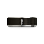 top birthday presents – black & silver tungsten fork wedding band