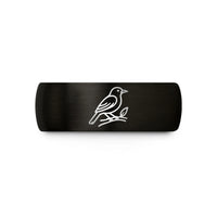 unique birthday present ideas – black & rose gold tungsten oriole branch wedding band