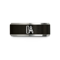 tungsten ring for her – black & gray tungsten ruler compass wedding band
