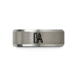 unique presents for her – black & silver tungsten ruler compass wedding band