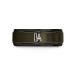 best birthday present her – gunmetal & black tungsten ruler compass wedding band