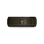 presents with engraving – gunmetal & black tungsten chalice host wedding band