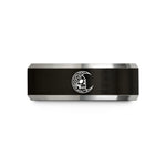 women's birthday present ideas – black & gray tungsten crescent moon skull wedding band