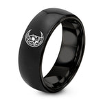 Gift for Women Birthday Unique – black tungsten crescent moon skull ring