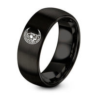 Gift for Women Birthday Unique – black tungsten crescent moon skull ring