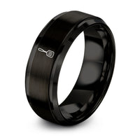 Gift for Women Birthday Unique – black tungsten slotted spatula ring