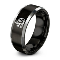 personalized presents for men – black & silver tungsten electric locomotive ring