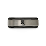 unique presents for him – black & blue & silver tungsten lacrosse ball stick wedding band