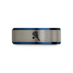 unique presents for him – black & blue & silver tungsten lacrosse ball stick wedding band