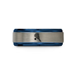 cool presents for men – blue & silver tungsten lacrosse ball stick wedding band