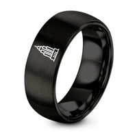 Gift Idea for Him – black tungsten skyscraper ring