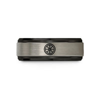 personalized presents for mom – black & silver tungsten bicycle wheel wedding band