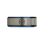 best presents for her – black & blue & silver tungsten swift bird circle wedding band
