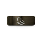 personalized presents for mom – gunmetal & black tungsten turnout boots wedding band
