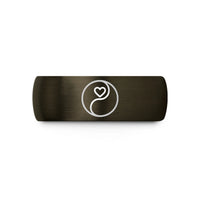 special present for mom – gunmetal & black tungsten yin yang wedding band