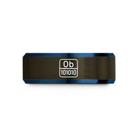 personalized jewelry for mom – gunmetal & blue tungsten 0b101010 wedding band