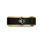 thoughtful presents for mom – black & gold tungsten texas flag wedding band