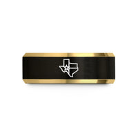 thoughtful presents for mom – black & gold tungsten texas flag wedding band