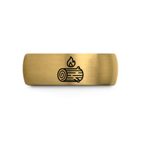 best presents for parents – gold & grey tungsten yule log wedding band