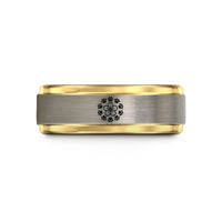 best rings for her – black & gold & silver tungsten blossom paw wreath wedding band