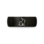 best presents for her – black & rose gold tungsten bunny sitting wedding band