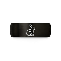 best presents for her – black & rose gold tungsten bunny sitting wedding band