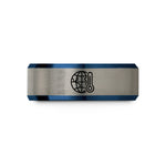 unique rings for women – blue & gray tungsten globe thermometer wedding band