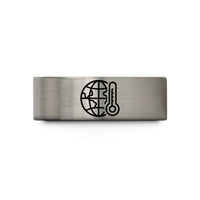unique rings for women – blue & gray tungsten globe thermometer wedding band