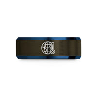 thoughtful presents for mom – gunmetal & blue tungsten globe thermometer wedding band
