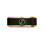 mother's day present ideas – black & gold tungsten yin yang symbol wedding band