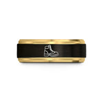 romantic presents for couples – black & gold tungsten hiking boot wedding band