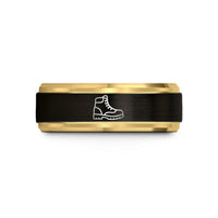 romantic presents for couples – black & gold tungsten hiking boot wedding band