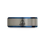 unique couple presents – black & blue & gray tungsten ketch sailboat wedding band