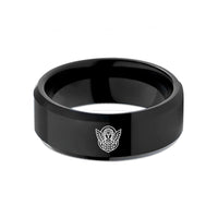 personalized anniversary present options – black tungsten archangel gabriel wedding band