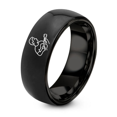 Fingerstyle Player – Tungsten Wedding Band, 8 mm, Black Comfort-Fit Unisex