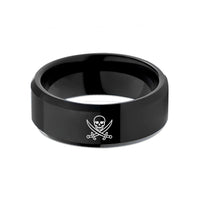 tungsten rings for couples – black tungsten jack flag wedding band