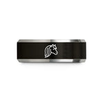 unique anniversary present ideas – black & grey tungsten shetland pony wedding band