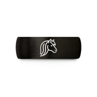 best presents for him – black & rose gold tungsten shetland pony wedding band