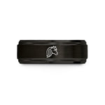 romantic presents for her – black & rose gold tungsten shetland pony wedding band
