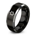 unique anniversary present ideas – black & silver tungsten star david ring